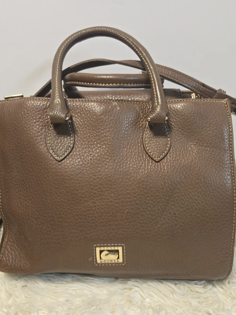 Dooney & Bourke Brown Pebbled Leather Satchel